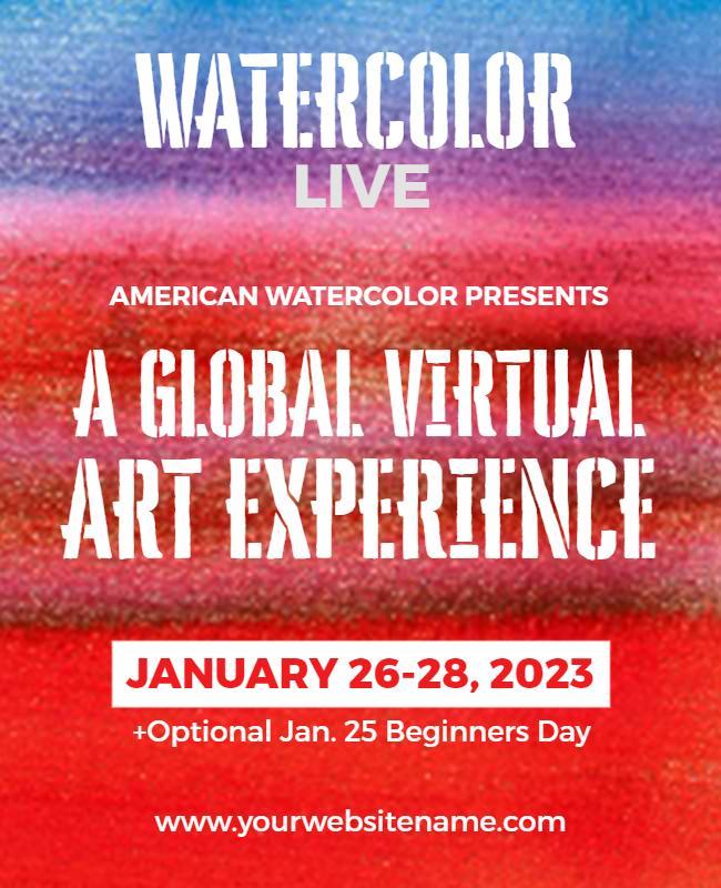 Global Virtual Watercolor Art Experience Flyer Template