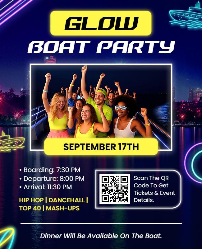 Glow Boat Party Celebration Flyer Template