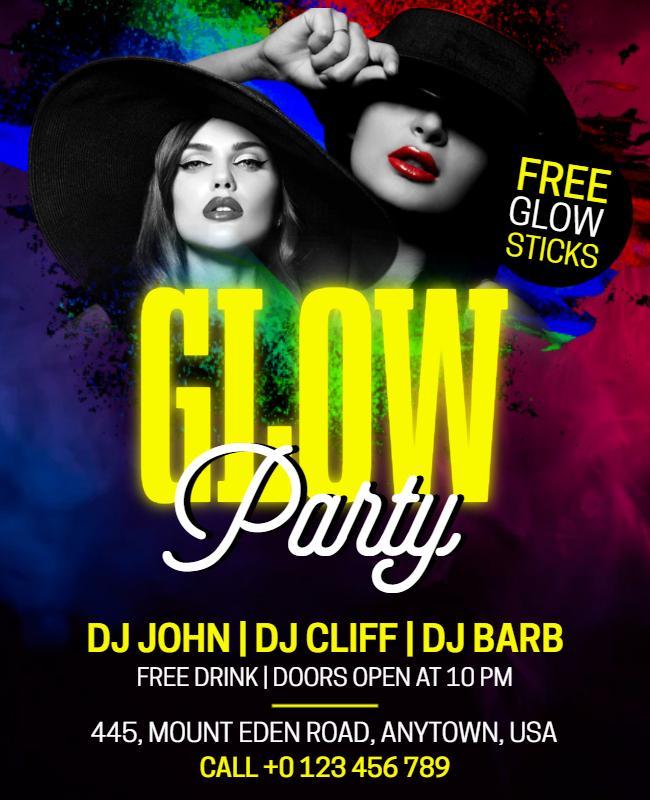 Glow Dance Party Event Flyer Template