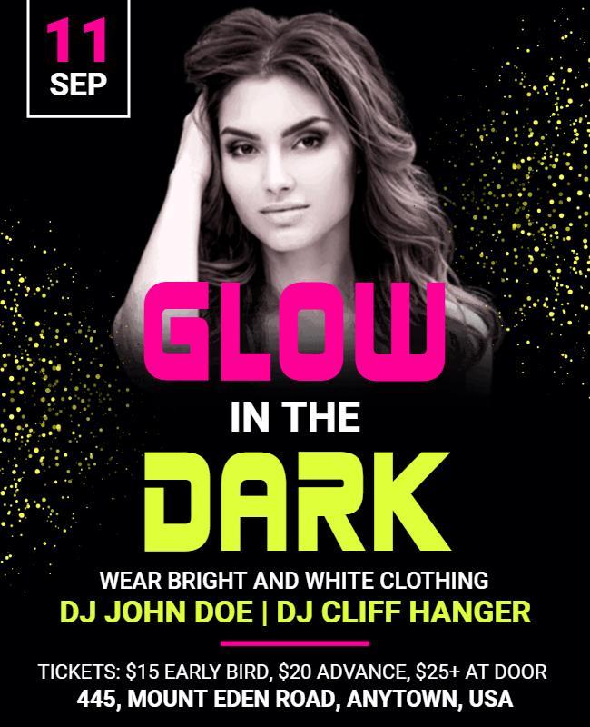 Vibrant Glow in the Dark Dance Party Flyer Template