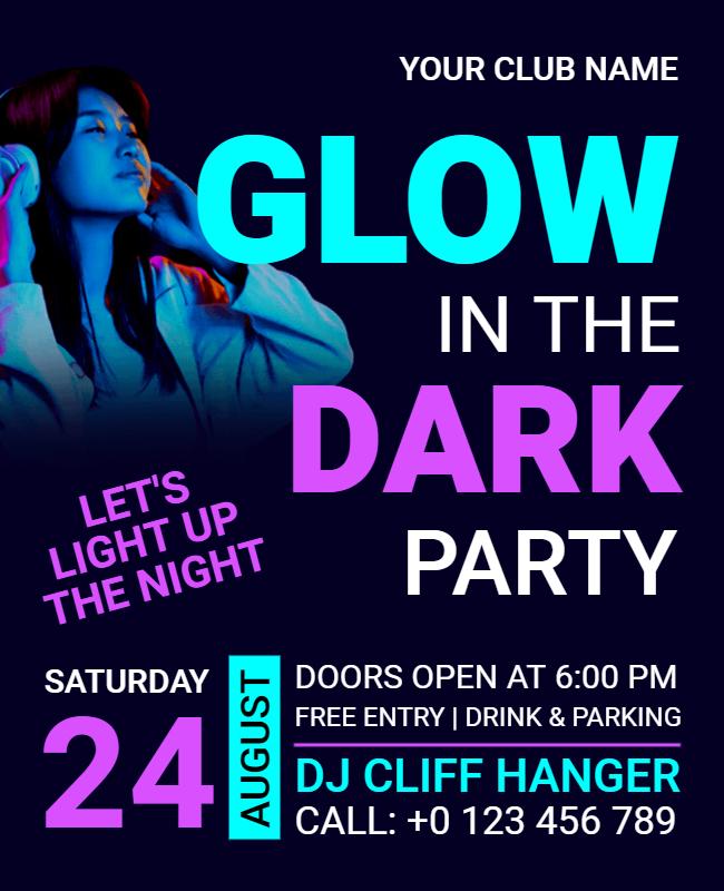 Glow in the Dark Neon Party Night Flyer Template