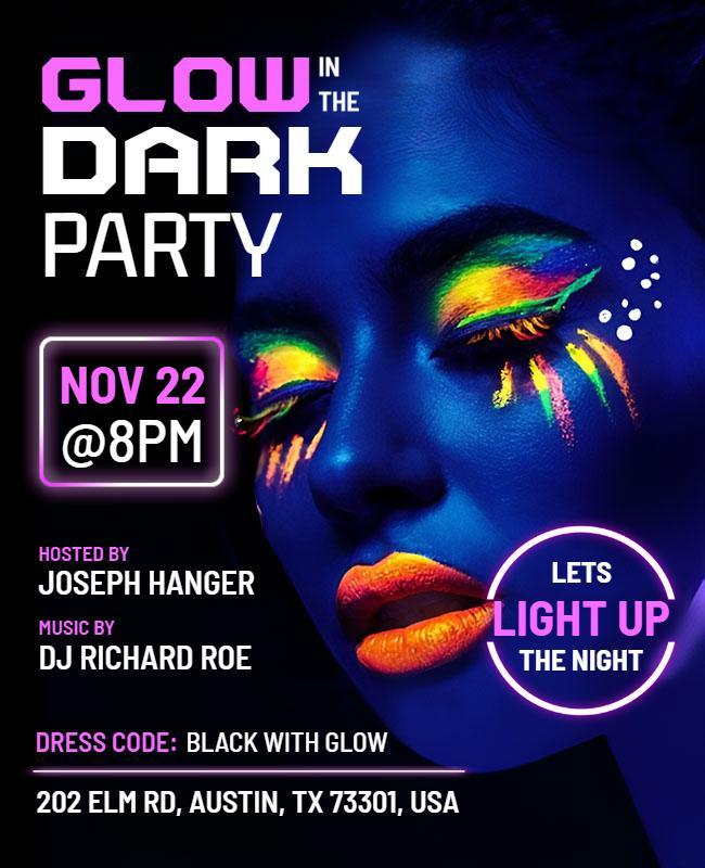 Glow in the Dark Party Event Flyer Template