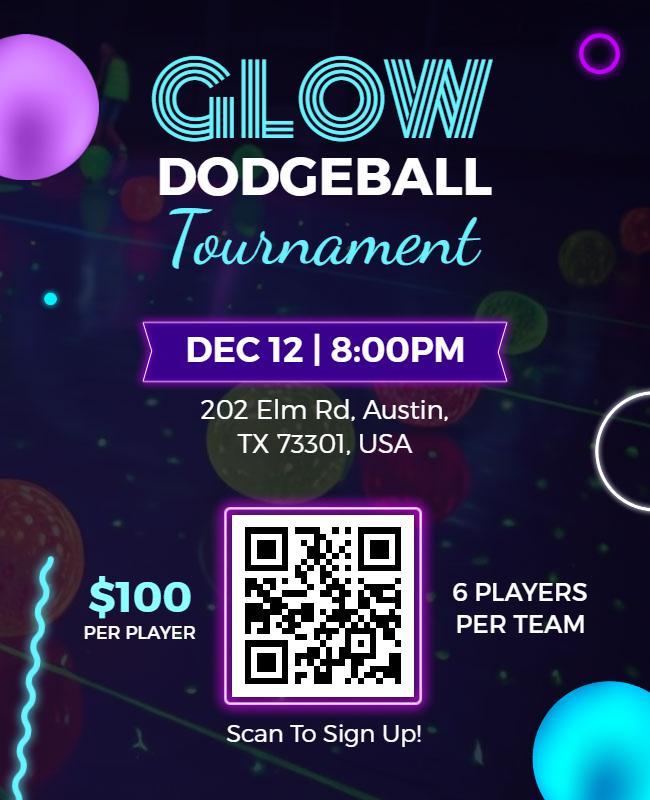 Glow Neon Dodgeball Tournament Event Flyer Template