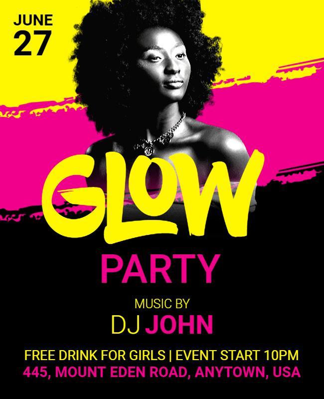 Glow Party with Dj Flyer Template