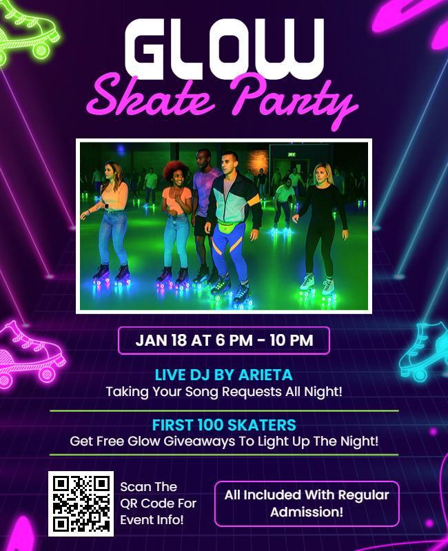 Glow Skate Party Event Flyer Template