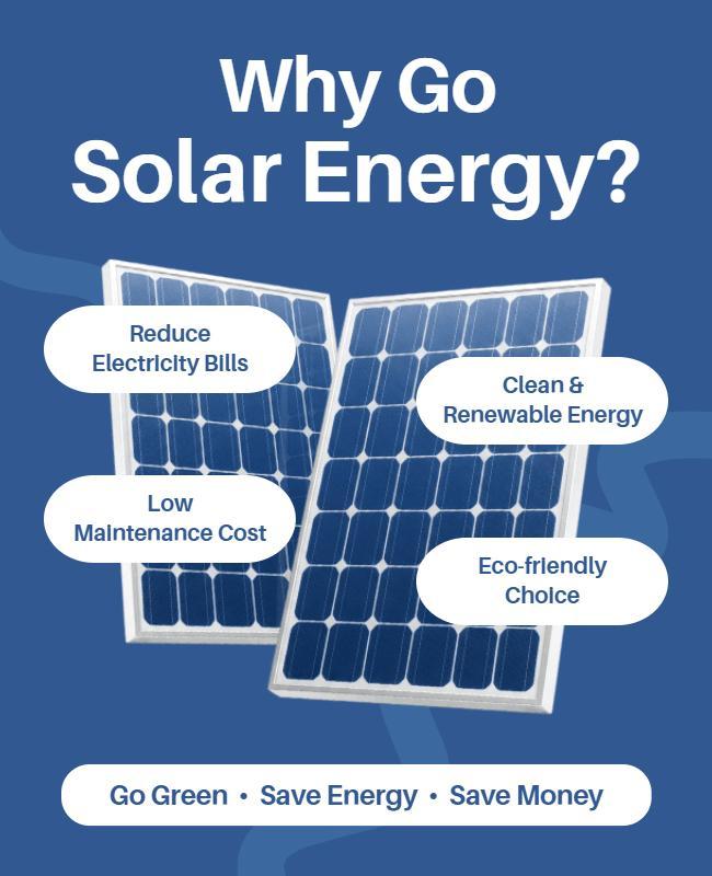 Go Green with Solar Energy Benefits Poster Template