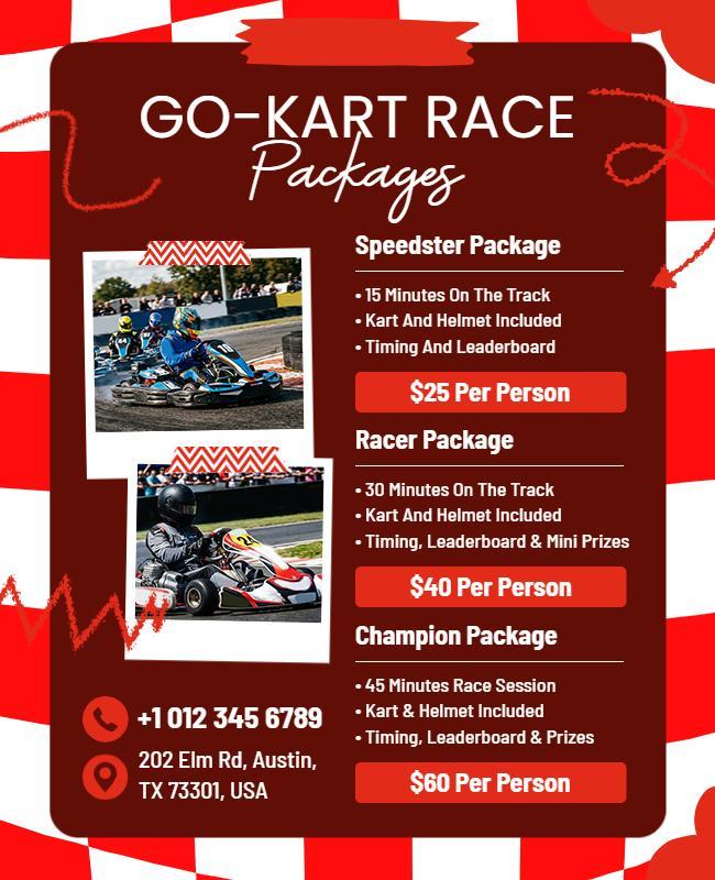 Go-Kart Racing Packages Promotional Flyer Template