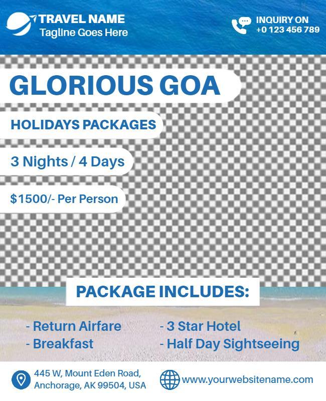 Goa Holiday Travel Package Flyer Template