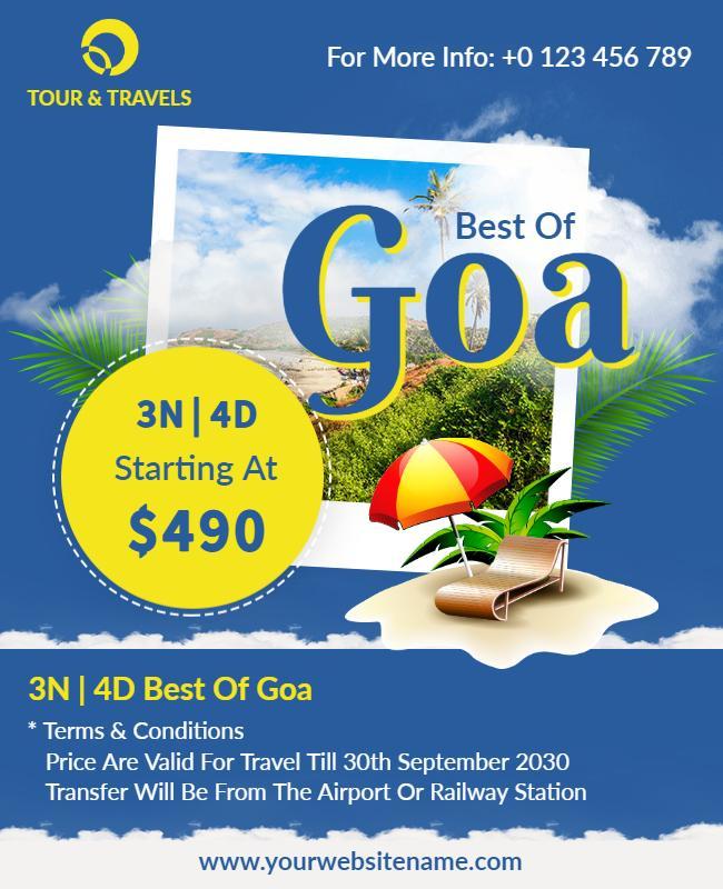 Tropical Beach Vacation Package to Goa Flyer Template