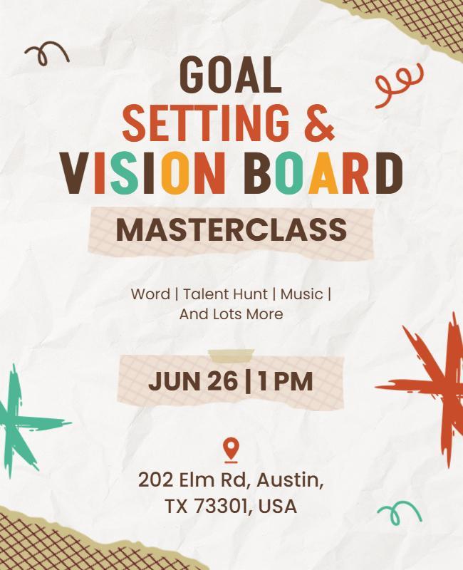 Goal Setting and Vision Board Masterclass Flyer Template