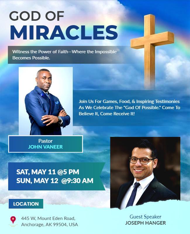 God Of Miracles Faith Gathering Flyer Template