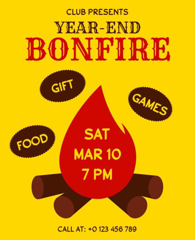 Gold Bonfire Yellow Flyer Template