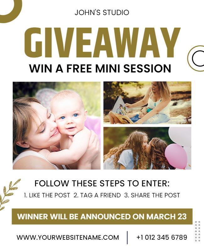 Gold Framed Family Photography Giveaway Contest Poster Template