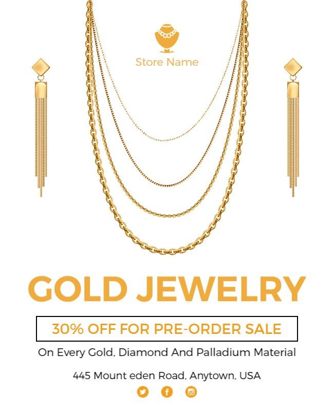 Gold Jewelry Offer Flyer Template