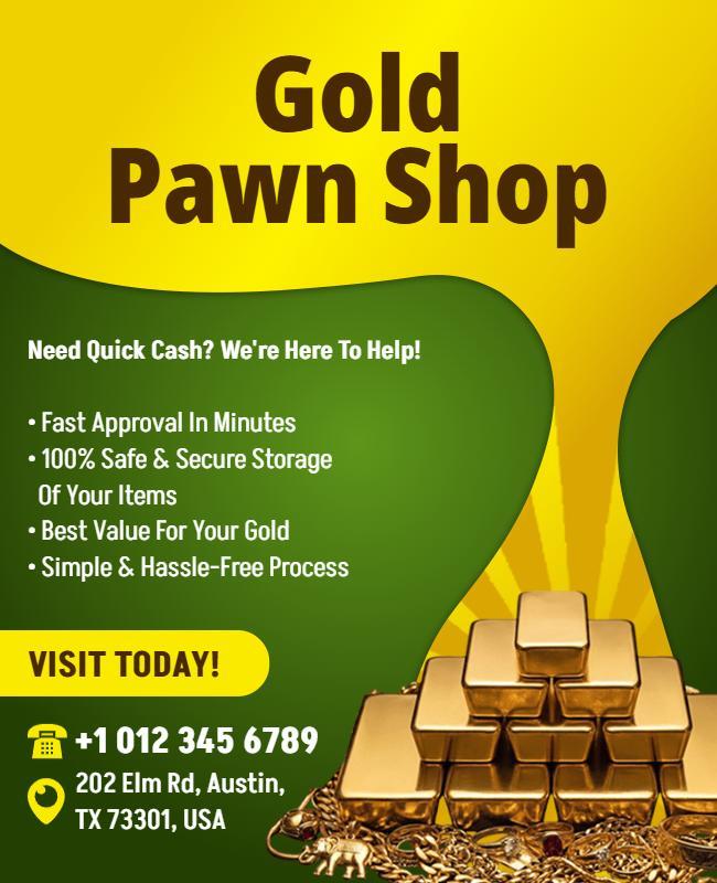 Gold Pawn Shop Service Promotion Poster Template