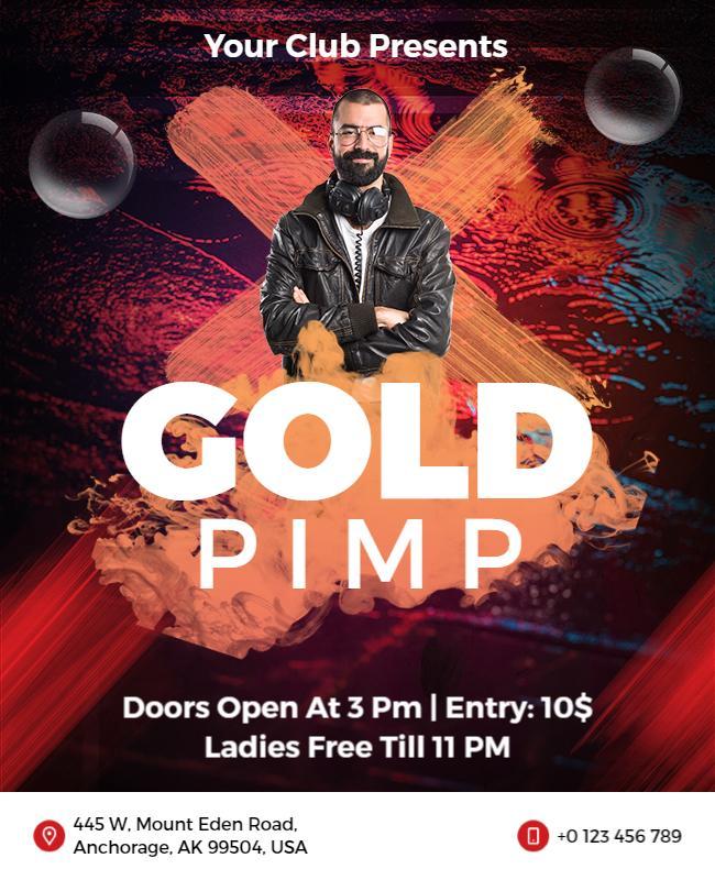 Gold Pimp Club Event Flyer Template