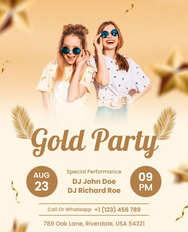 Gold Theme Dj Night Party Flyer Template