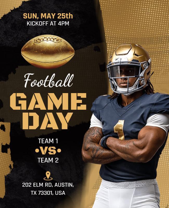 Gold Theme Football Game Flyer Template