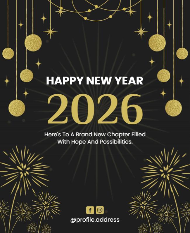 Gold Themed 2026 New Year Greeting Flyer Template