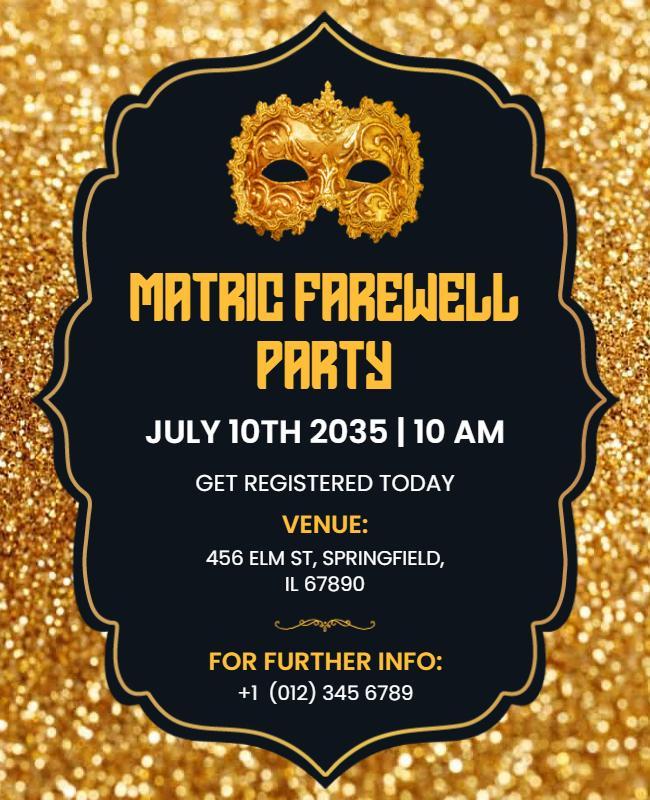 Gold Themed Matric Farewell Party Flyer Template