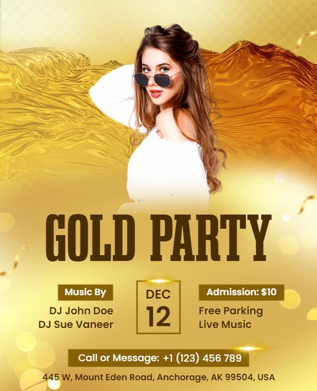 Gold Themed Party Event Flyer Template