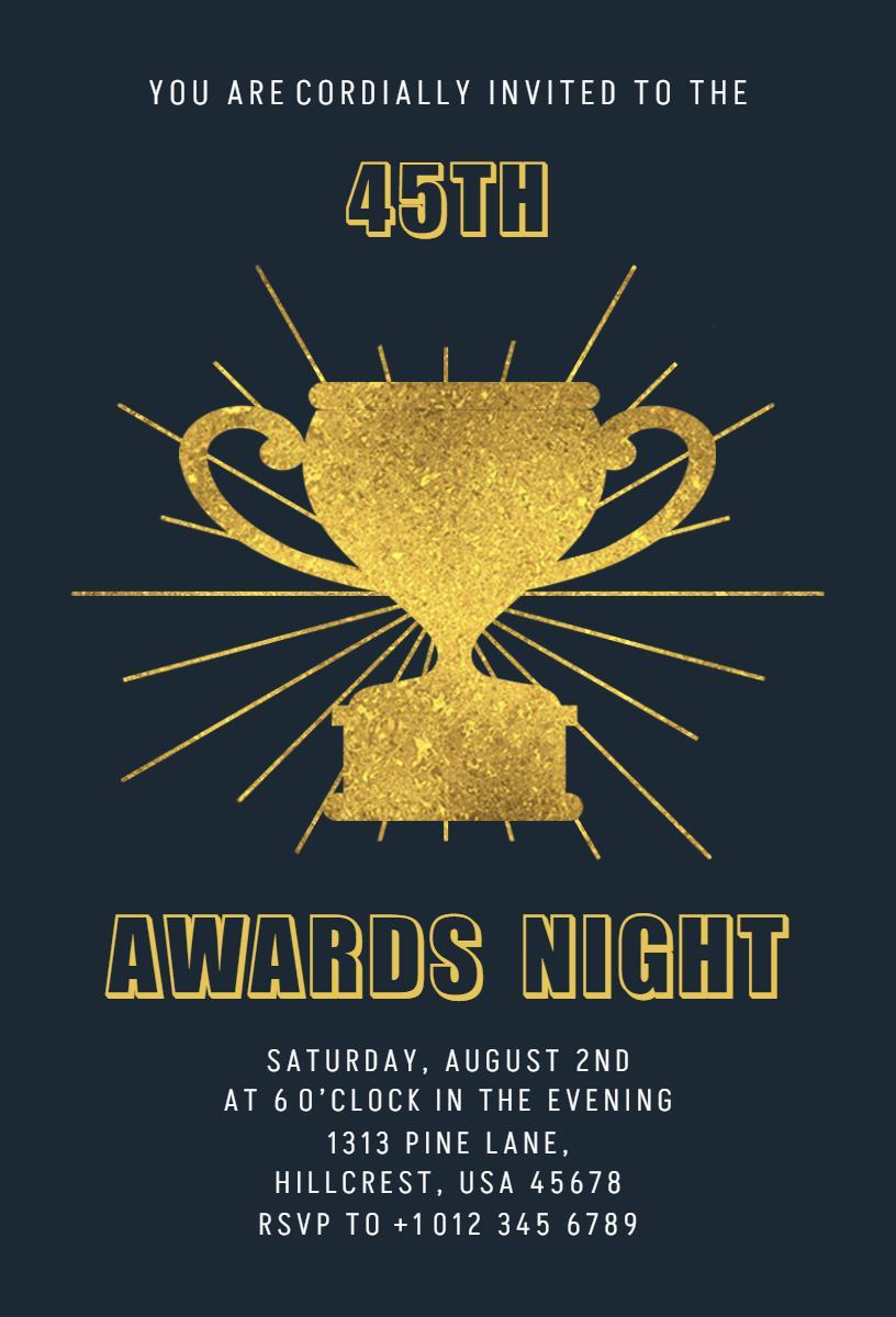 Gold Trophy 45th Annual Awards Night Invitation Template
