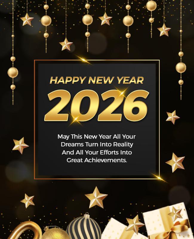 Golden 2026 New Year Celebration Flyer Template