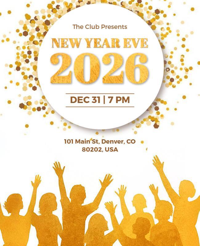 Golden 2026 New Year's Eve Party Flyer Template