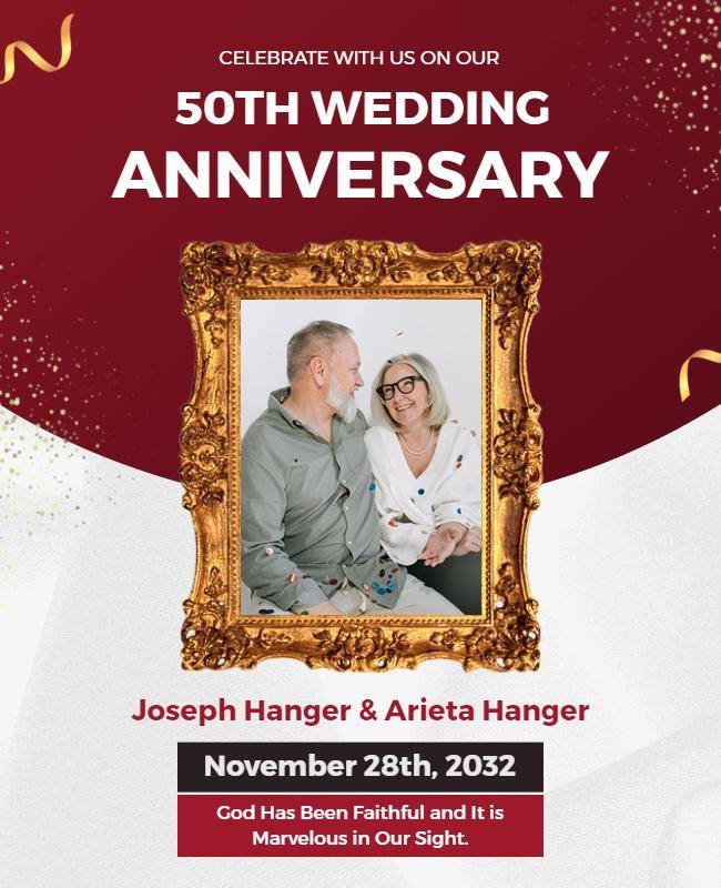 Golden 50th Wedding Anniversary Celebration Flyer Template