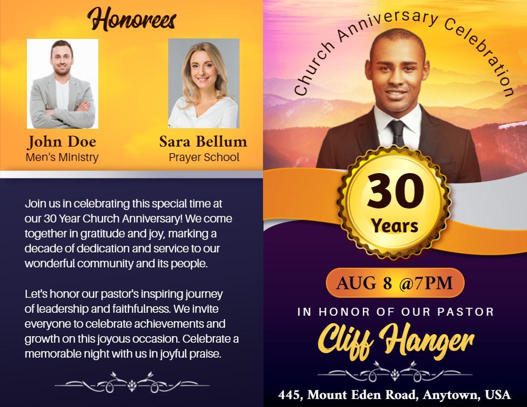 Golden Anniversary Celebration Ceremony Church Brochure Template