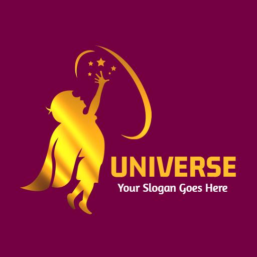 Golden Child Reaching for Stars in the Universe Logo Template