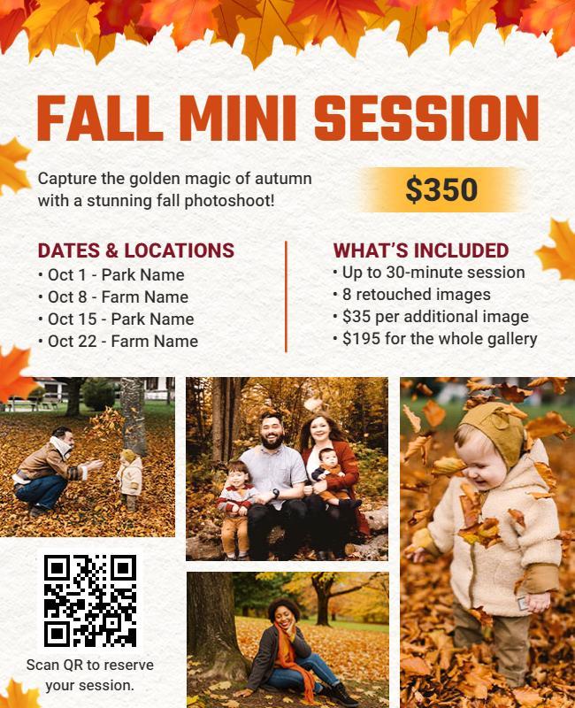 Golden Fall Mini Photoshoot Session Flyer Template