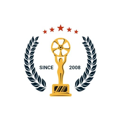 Golden Film Reel and Stars Celebrating Entertainment Achievements Logo Template