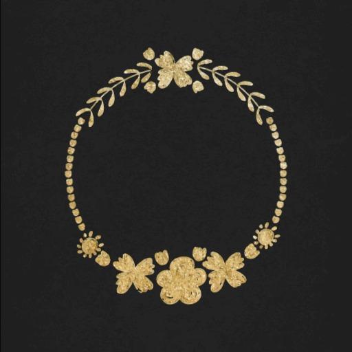 Golden Floral and Leaf Design in a Circular Arrangement Logo Template