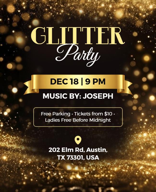 Golden Glitter Night Club Party Flyer Template