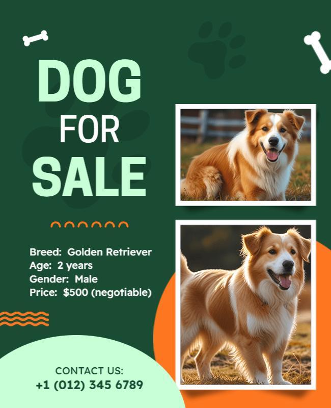 Golden Retriever Dog Sale Announcement Flyer Template