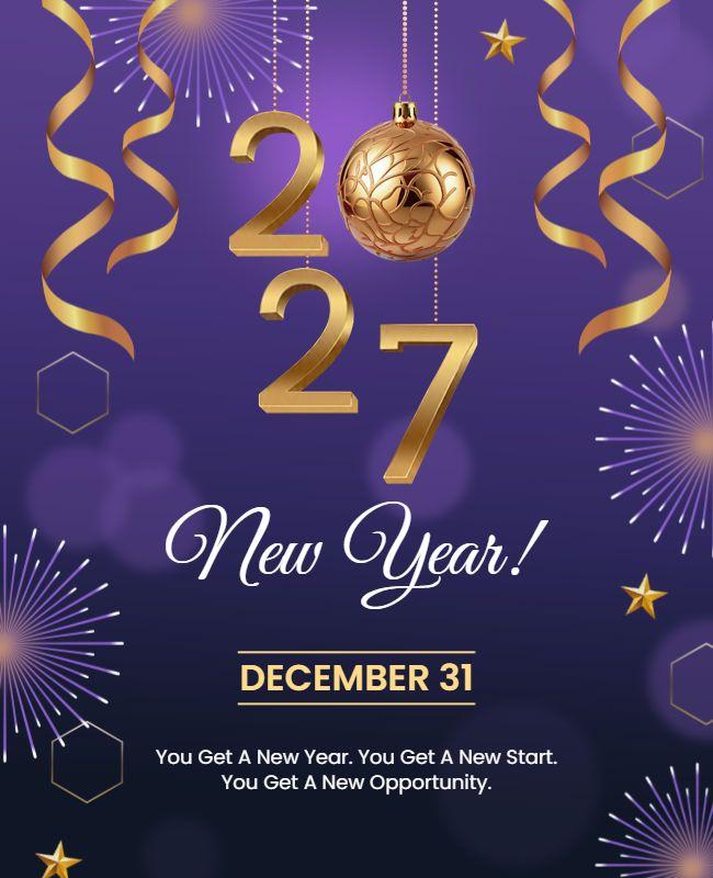 Golden Theme New Year 2027 Flyer Template