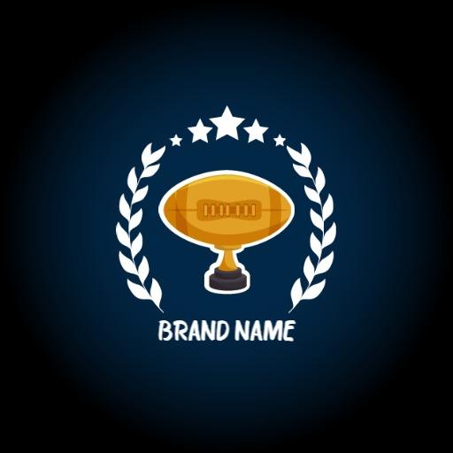 Golden Trophy Surrounded by Stars Celebrating Champions Logo Template