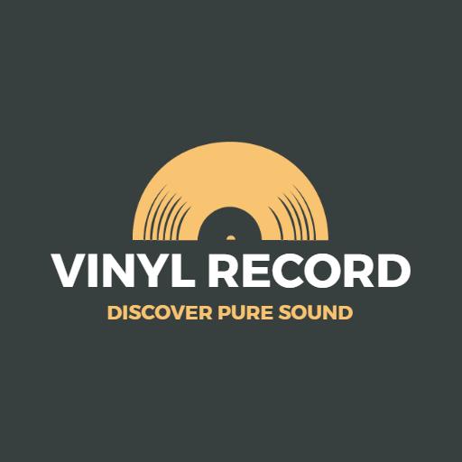 Golden Vinyl Record Design Celebrating Classic Music Culture Logo Template