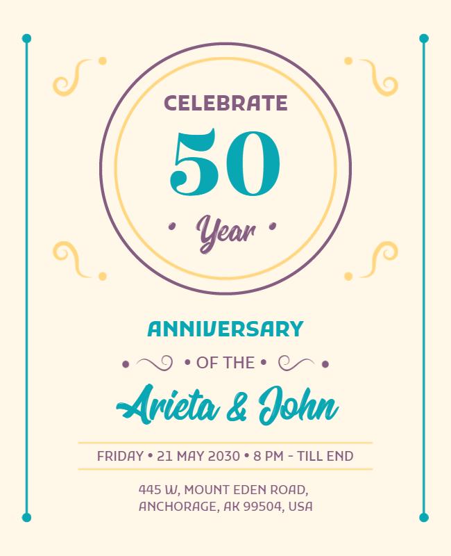 Golden Wedding Anniversary Celebration Flyer Template