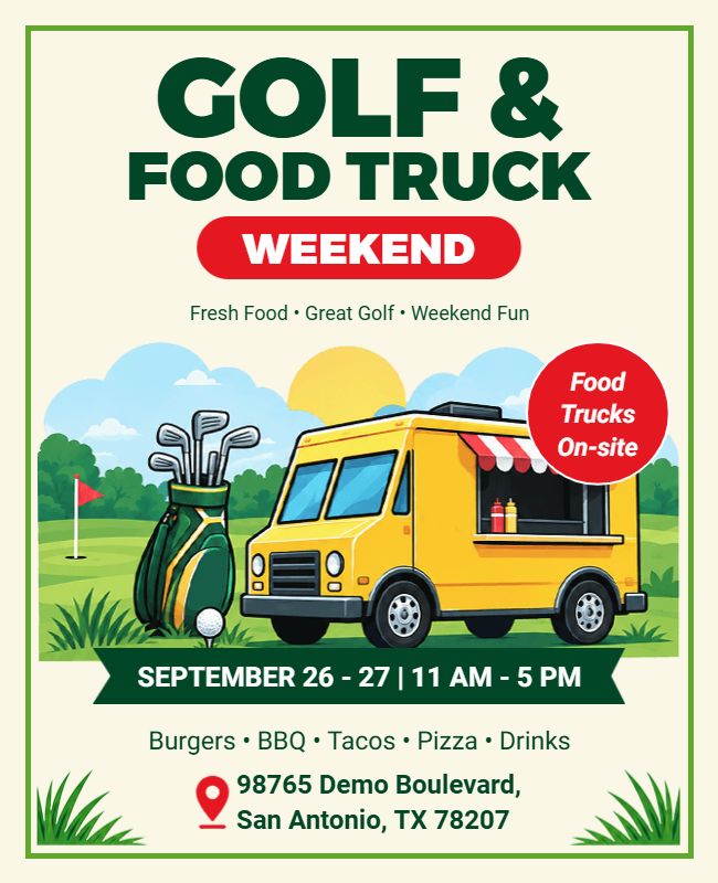 Golf and Food Truck Weekend Event Flyer Template