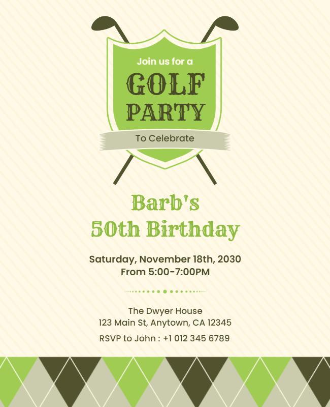 Golf Birthday Celebration Party Flyer Template