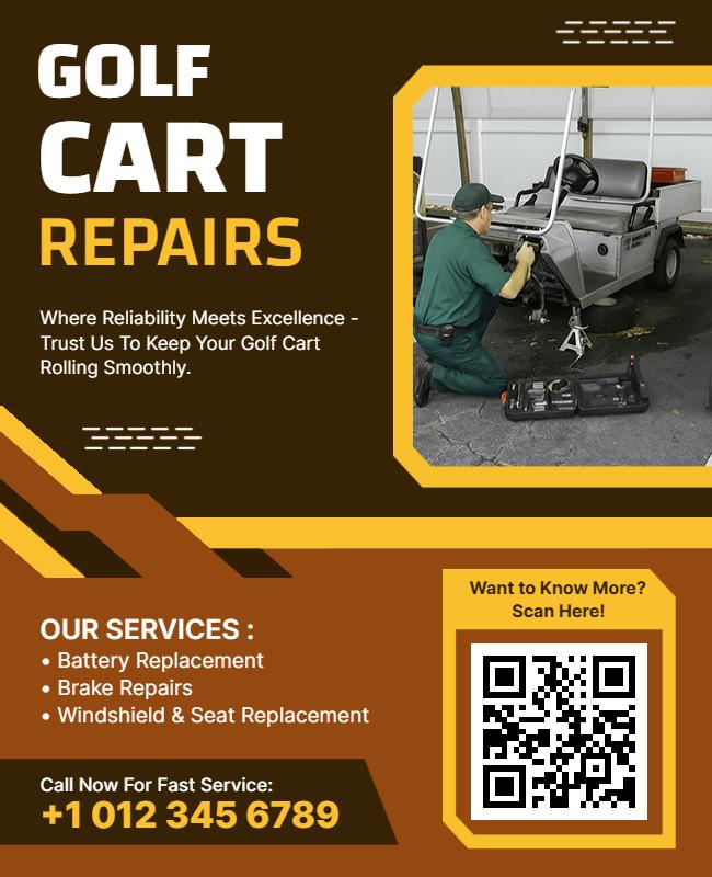 Golf Cart Maintenance and Repair Service Flyer Template
