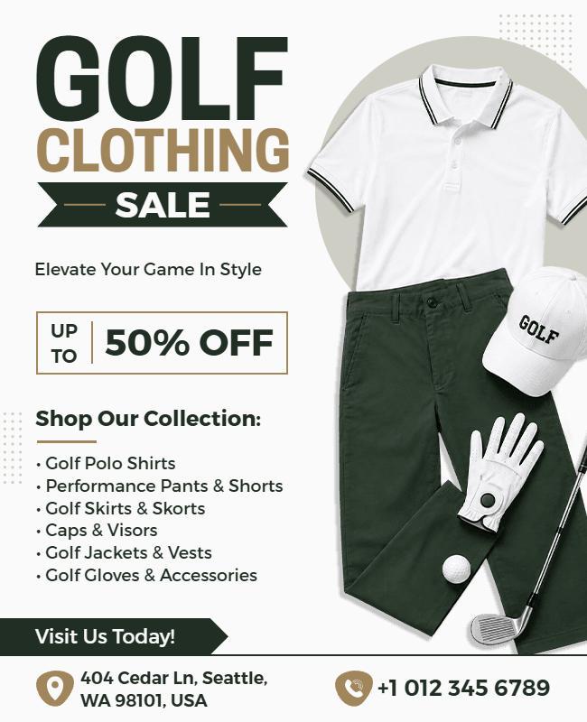 Golf Clothing Sale Promotional Flyer Template