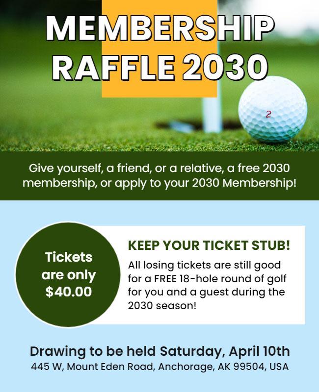 Golf Club Membership Raffle Flyer Template