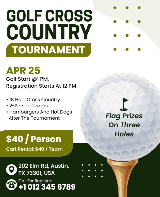 Golf Cross Country Tournament Flyer Template