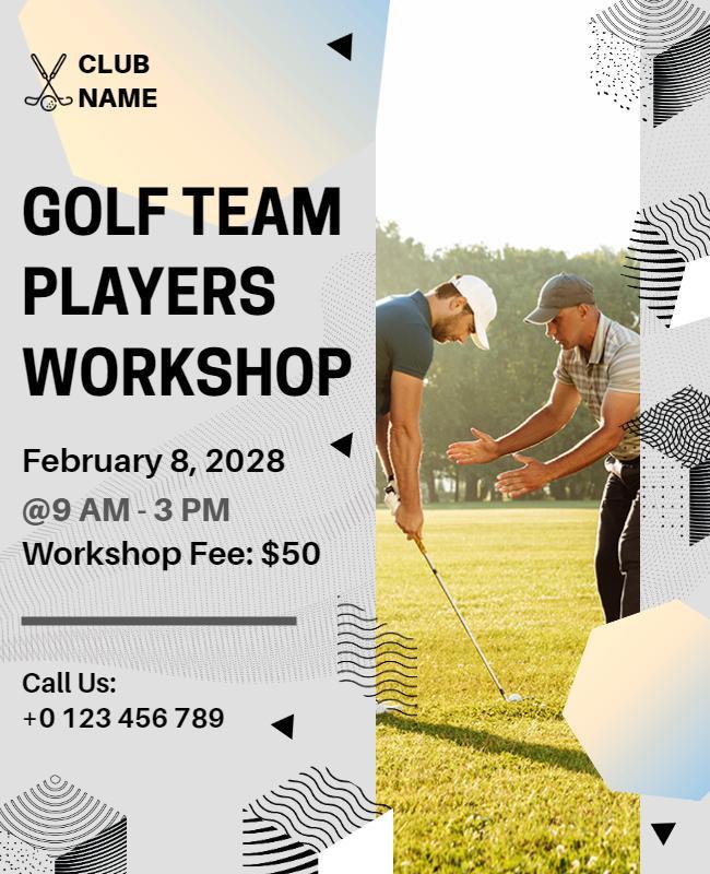 Golf Players Skills Workshop Flyer Template