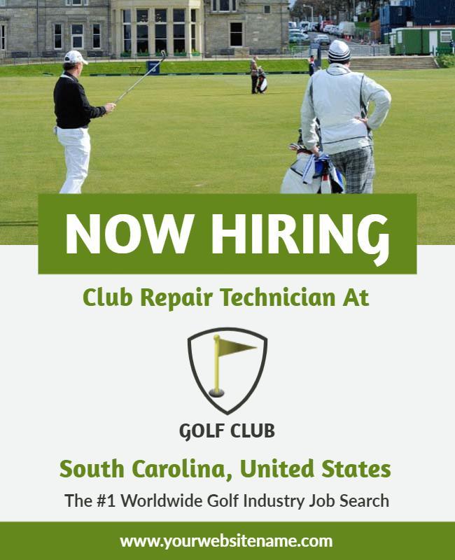 Golf Technician Job Opening Flyer Template