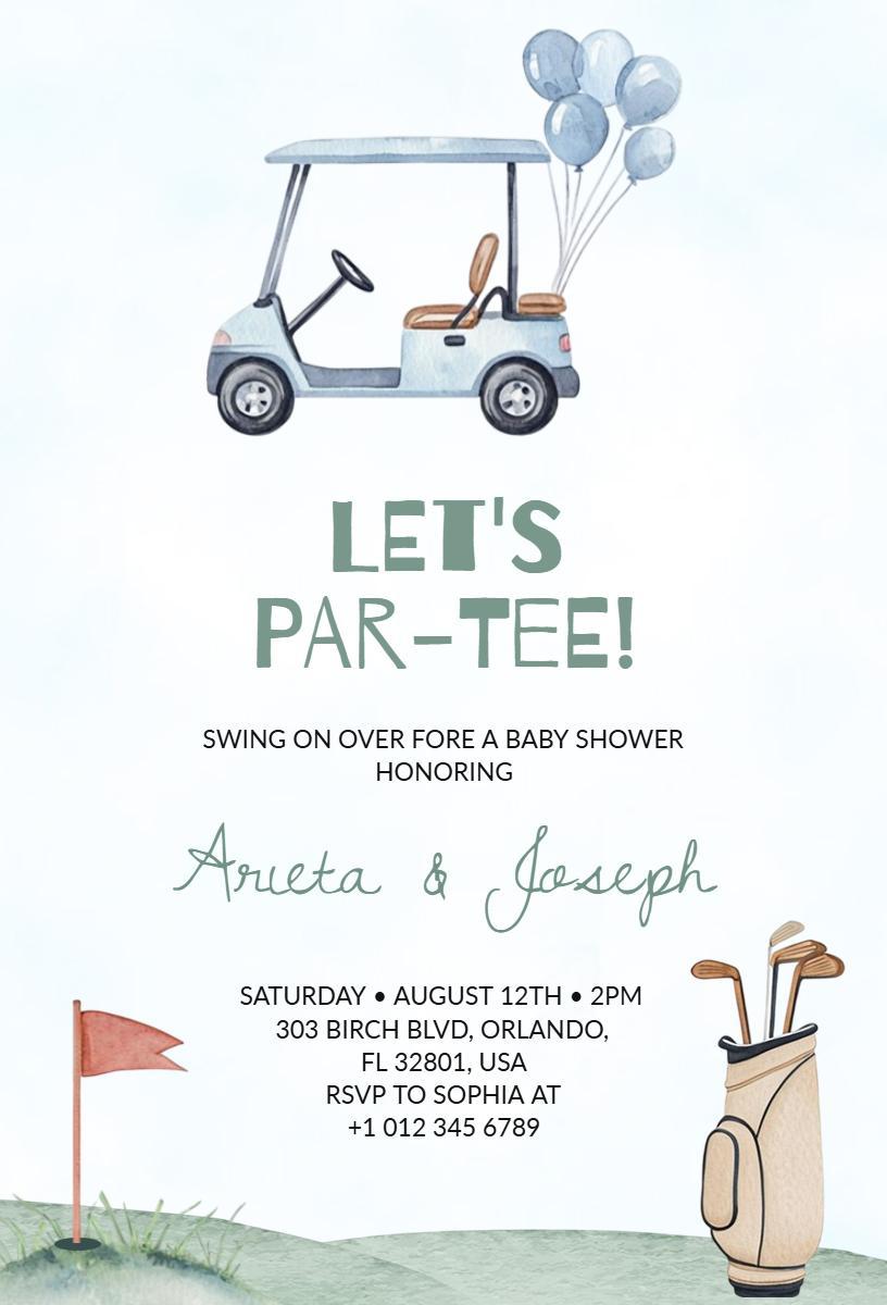 Golf-Themed Sports Baby Shower Celebration Invitation Template