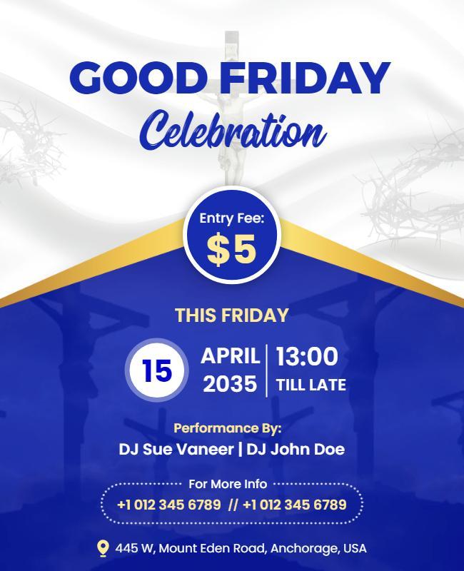 Elegant Blue Good Friday Celebration Event Flyer Template